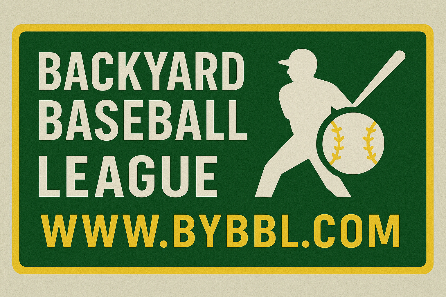 "Image of a website, www.bybbl.com, advertising a Backyard Baseball League."